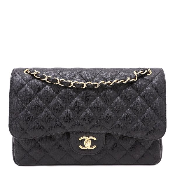 Chanel Black CC Classic Double Flap Jumbo Bag Fashion