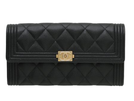 Chanel Black Boy Flap Long Wallet Hot on Sale