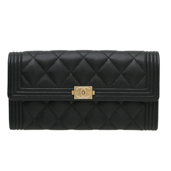 Chanel Black Boy Flap Long Wallet Hot on Sale