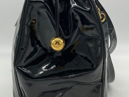 Vintage Chanel Black Patent XL Weekender Super Model Tote Hot on Sale