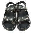 Chanel Black CC Dad Logo Print Sandals 38 Hot on Sale