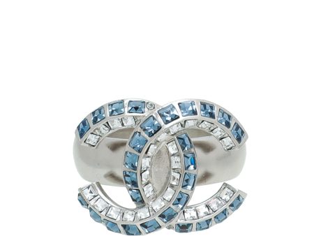 Chanel Blue CC Crystal Ring 53 Fashion