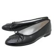 Chanel Black CC Cap Toe Flat Ballerina 40 Hot on Sale