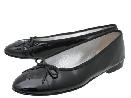 Chanel Black CC Cap Toe Flat Ballerina 40 Hot on Sale