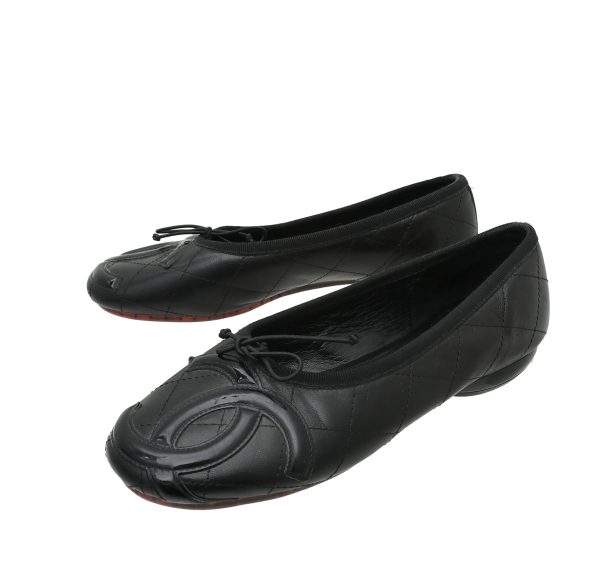 Chanel Black CC Ligne Cambon Ballerina Flats 34 Cheap