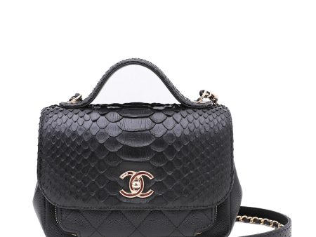 Chanel Black Python Business Affinity Flap Bag For Cheap