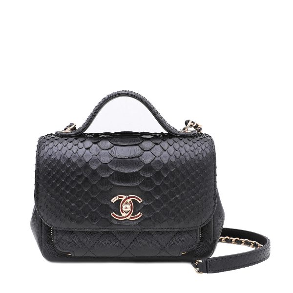 Chanel Black Python Business Affinity Flap Bag For Cheap