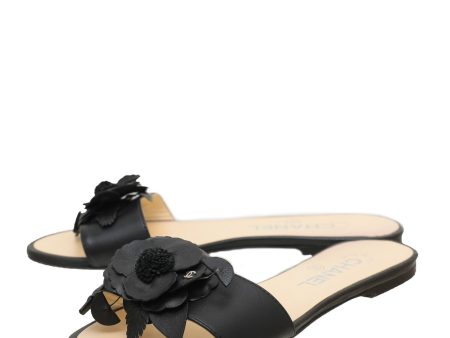 Chanel Bicolor Camellia Slide Flat Sandals 36.5 Online now