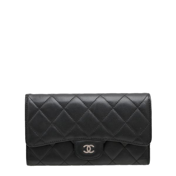 Chanel Black Classic Continental Wallet For Sale