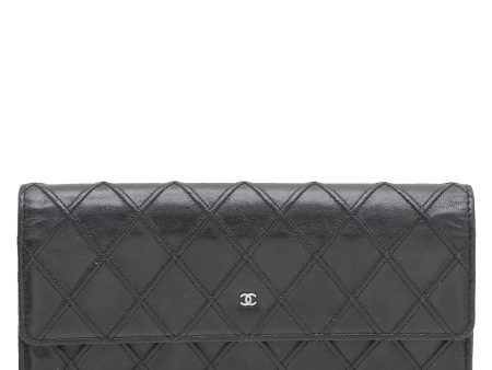 Chanel Black CC Diamond Quilted Flap Wallet For Sale