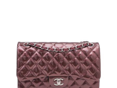 Chanel Burgundy Striated Jumbo Double Flap Bag Cheap