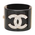 Chanel Black CC Crystal Resin Wide Cuff Bracelet on Sale