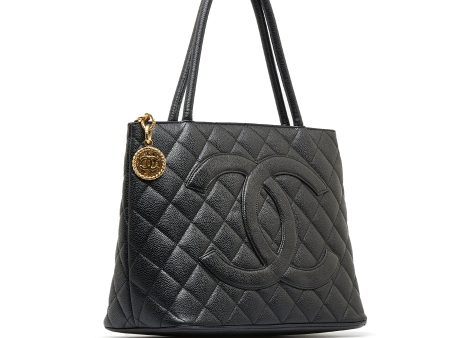 Black Chanel Caviar Medallion Tote Bag Cheap