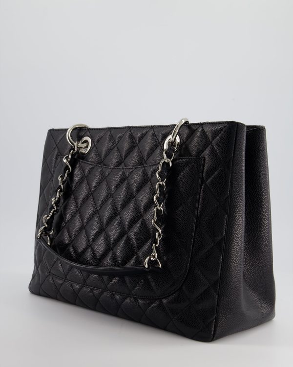 *AMAZING SHAPE* Chanel Black GST Grand Shopper Tote Bag in Caviar Leather with Silver Hardware For Sale