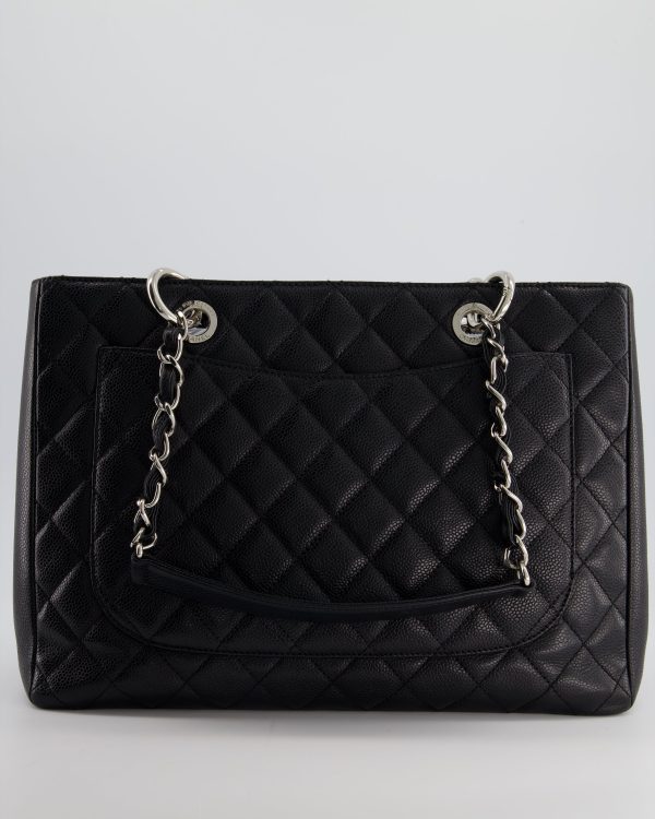 *AMAZING SHAPE* Chanel Black GST Grand Shopper Tote Bag in Caviar Leather with Silver Hardware For Sale