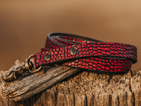 Dog Leash - Red Croco For Cheap